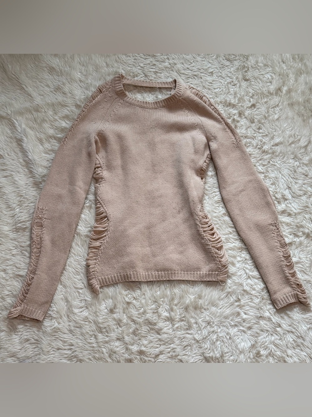 Altuzarra Cashmere Wool Deconstructed Knit Sweater in Blush Cream - Size 4